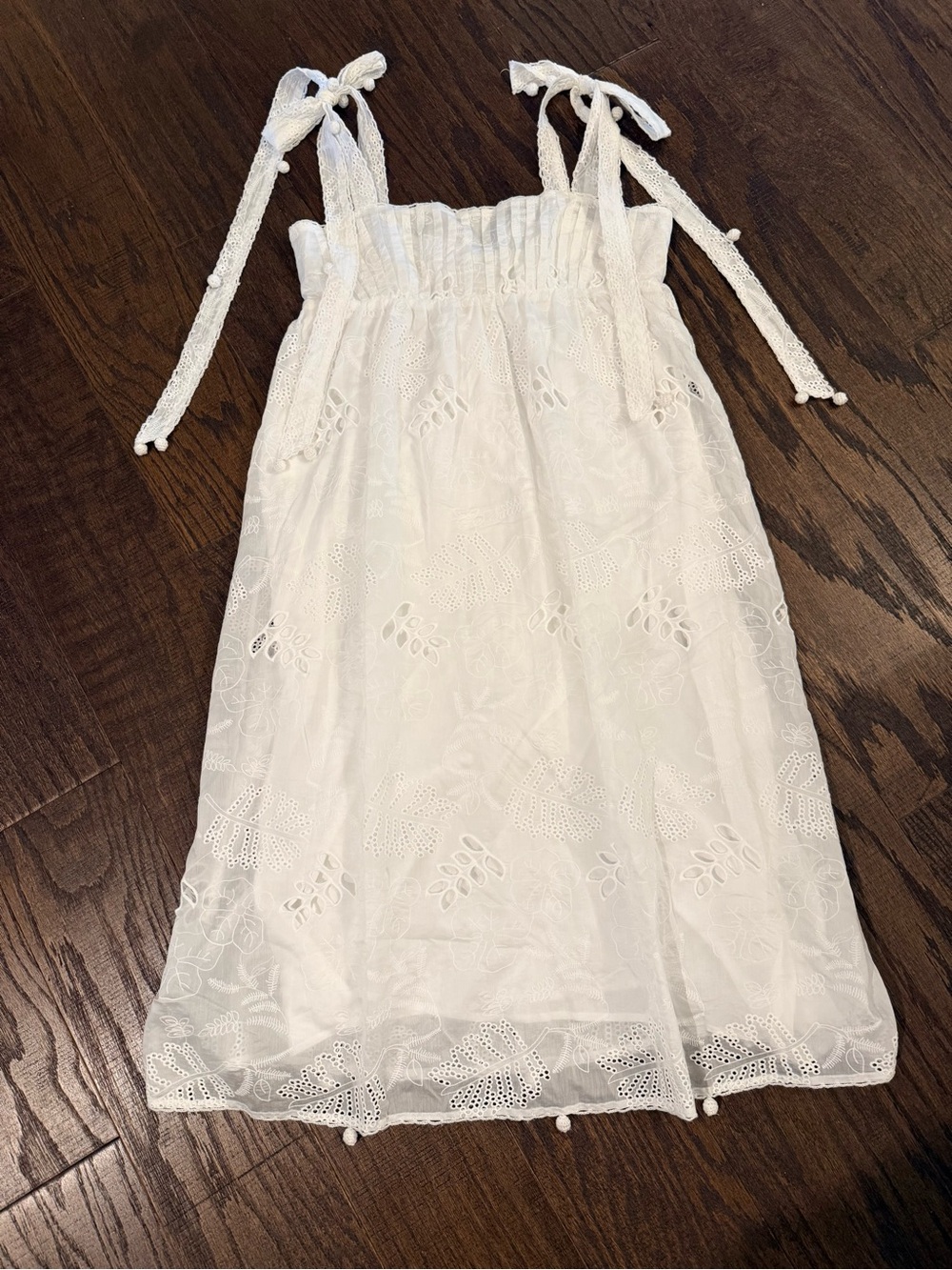 FARM Rio White Eyelet Tie-Shoulder Midi Dress - Picture 8 of 13